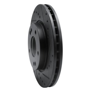 Hyundai Elantra Brake Rotor (1) - Front Right - R1 Concepts - Drilled & Slotted - Black - `07-`10